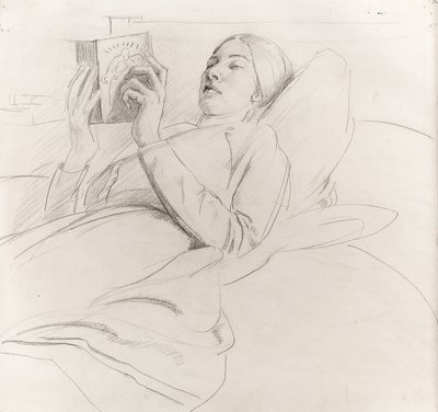 Retrato de Winifred Knights (1899-1947) leyendo, c.1921 de Colin Unwin Gill